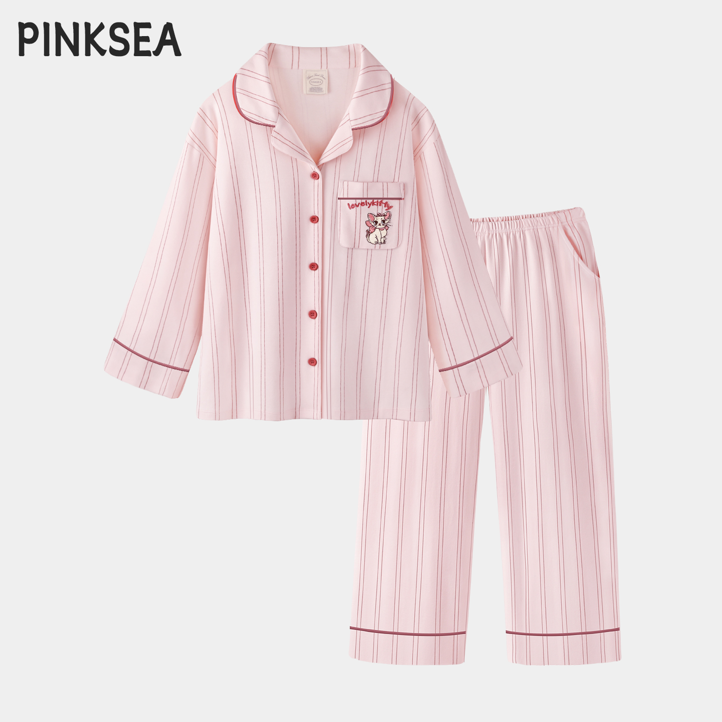 纯棉睡衣女款秋冬柔软长袖家居服