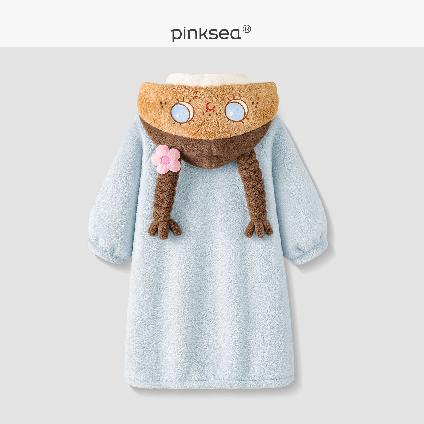 【开心女孩】pinksea睡袍女冬季2026新款加厚珊瑚绒中长款家居服