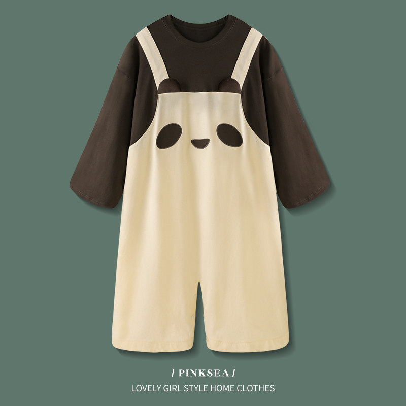 【设计师款】睡衣女春秋款连体纯棉长袖套装可爱中长款睡裙家居服