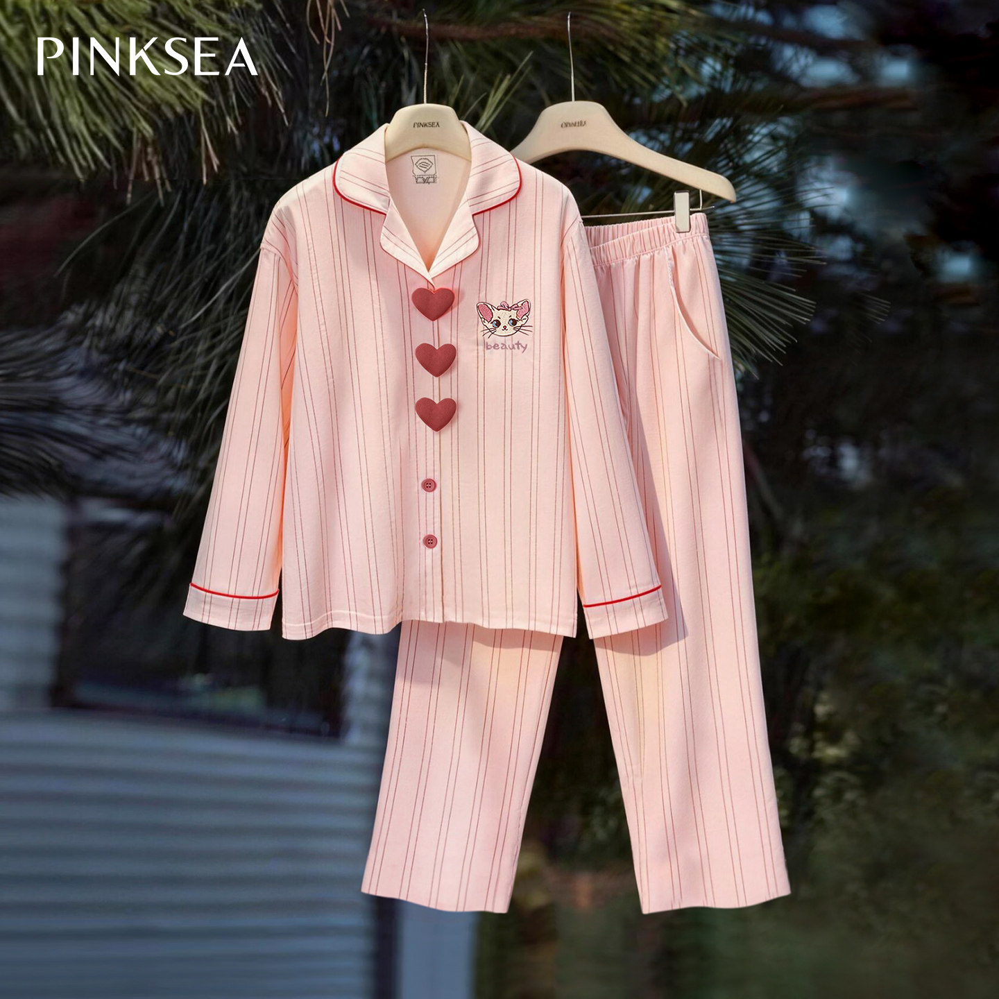 【联名款】带胸垫睡衣女士2026新款A类纯棉春秋可外穿家居服套装,女士内衣/男士内衣/家居服,睡衣/家居服套装,淘宝优惠券,粉丝福利购,淘宝优惠卷