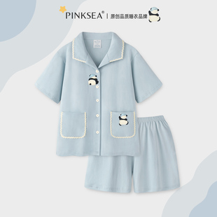 2025新款 短裤 Pinksea睡衣女款 夏可爱纯棉夏天短袖 夏季 家居服套装