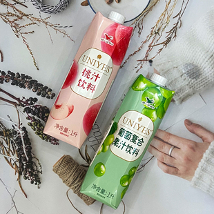 统一果汁1L盒装大瓶家庭款桃汁葡萄复合饮料夏季饮品