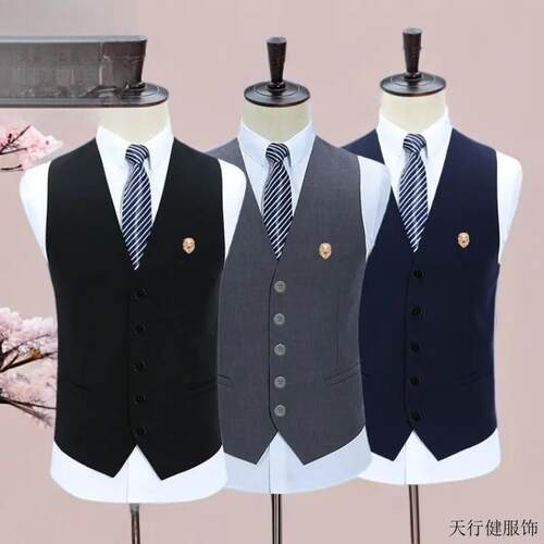 春秋韩版潮修身西装马甲男男士英伦西服背心休闲职业马夹伴郎马甲