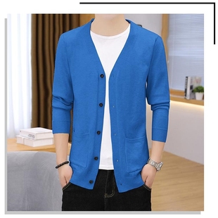 春秋季针织开衫男士毛衣薄款外套休闲线衣新款潮流短款披风空调衫