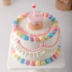双层复古彩虹蛋糕模型仿真2026新款 网红假生日橱窗摆设样品