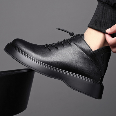 皮鞋男款痞帅高级感2025秋冬季新款马丁靴英伦风高帮皮鞋男款真皮