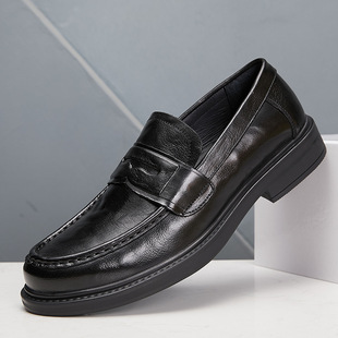 男鞋2026新款今年流行爆款手抓纹牛皮男士商务皮鞋2026春季新款厚