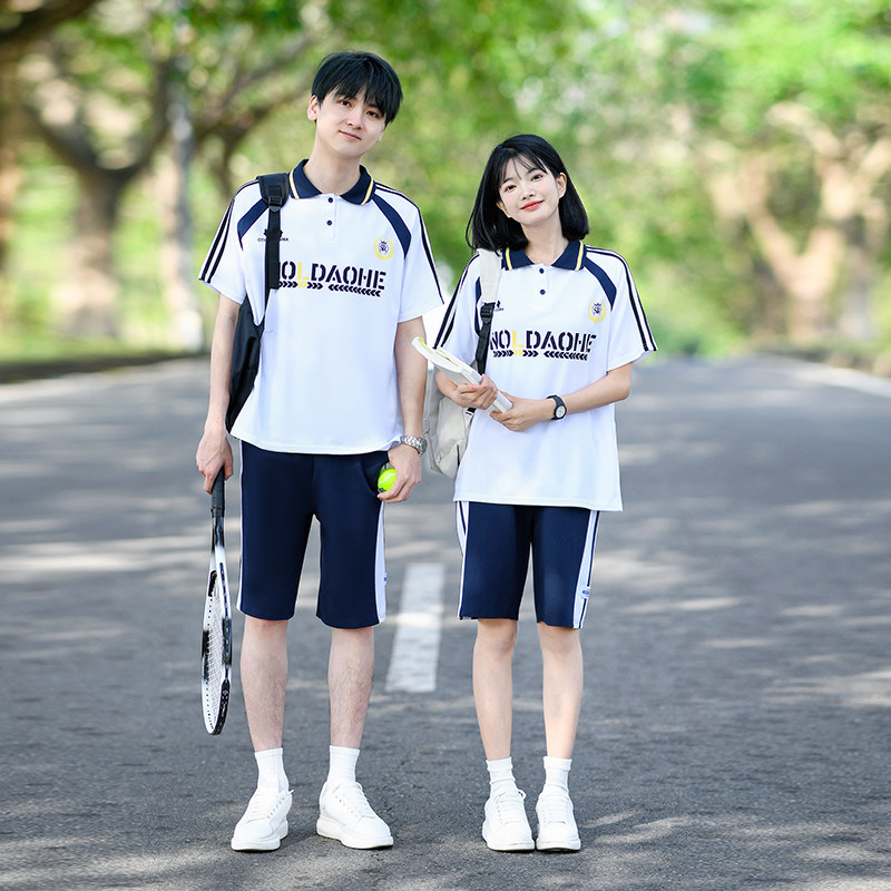 毕业班服初中生夏季短袖T恤短裤运动套装中小学生学院风校服定制