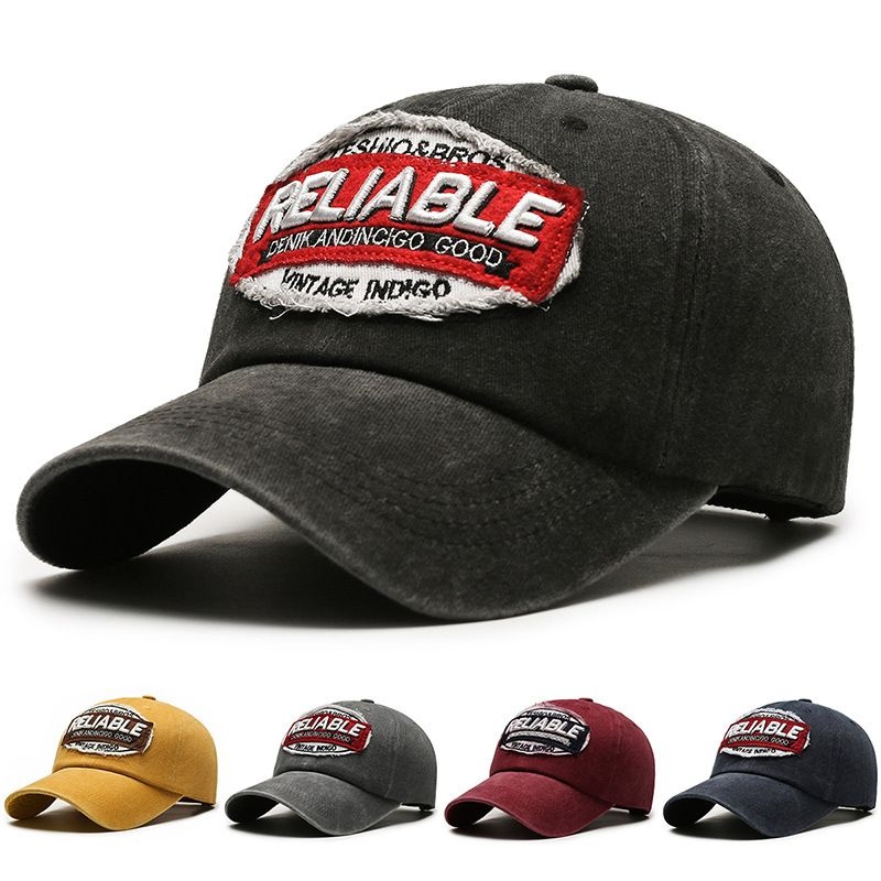 帽子欧美风时尚水洗做旧字母刺绣鸭舌帽潮男个性街头遮阳棒球帽