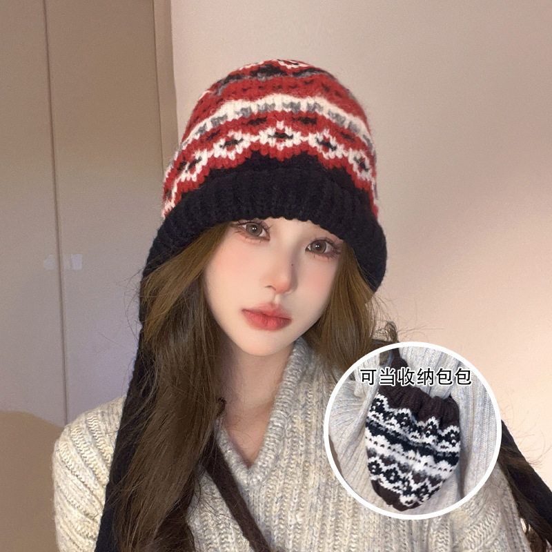 甬制复古费尔岛风绑带拉法帽子