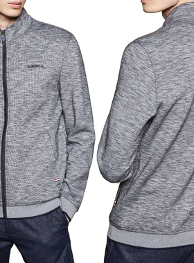 男士修身版立领拉链开衫卫衣花灰色帅气简约舒适ins运动针织夹克
