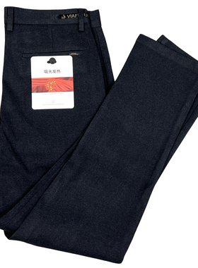 男士秋冬季仿羊毛呢舒适直筒休闲裤子厚重温暖弹性舒适商务通勤潮