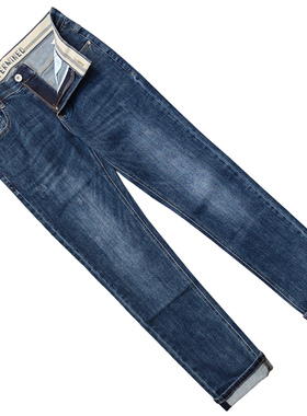 男士春秋季直筒牛仔弹力舒适休闲经典5袋中腰猫须复古潮水洗长裤