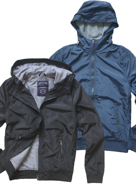 外贸 男士 黑色 蓝色 连帽 针织内衬 春秋 夹克 jacket