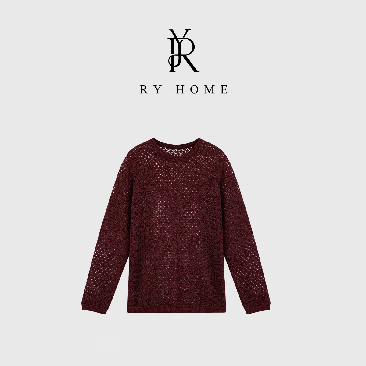 【RY HOME】“安梦”慵懒风镂空套头毛织衫243M2630