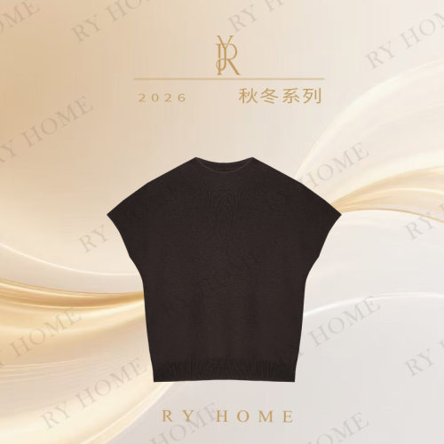 【容雨RYHOME】“晚风依肩”羊毛混纺无缝一体短袖毛织衫263M3508