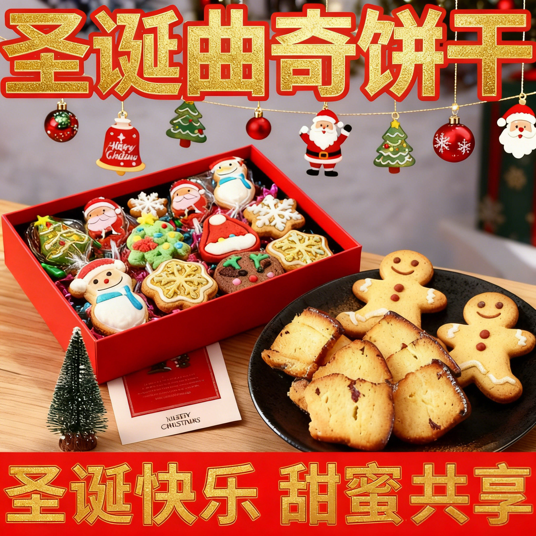 【浪漫圣诞】圣诞饼干曲奇姜饼人儿童零食大礼包送男女友礼旗舰店