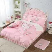 Phim hoạt hình cotton bốn mảnh Kitty Hello Kitty váy bông chăn bông trẻ em công chúa gió 1,5m giường - Bộ đồ giường bốn mảnh