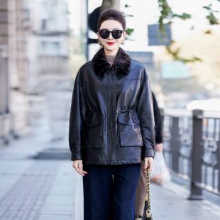 海宁可立领绵羊皮真皮90鹅绒羽绒服2025冬季新款羊毛领皮衣外套女