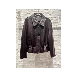 海宁真皮油蜡绵羊皮时尚皮衣2025春秋新款休闲方领皮夹克上衣外套