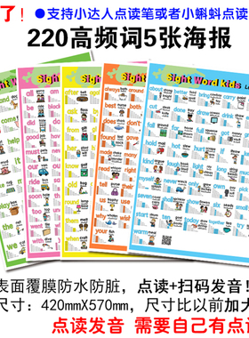 220高频词挂图点读海报墙贴sight words卡片英语自然拼读单词教具