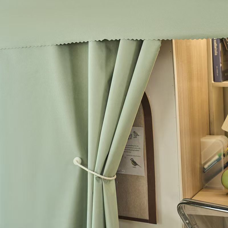 忆梦缘素色布简约浅绿背黑支架100%全遮光一体式蚊帐床帘寝室宿舍