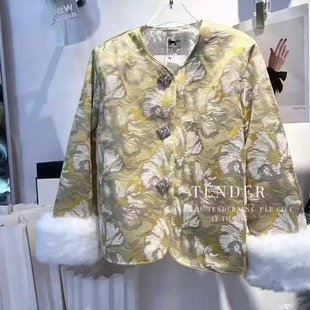 大明月女装 袖 2025冬季 新国风贵气款 口毛毛外套SS25001 爆款