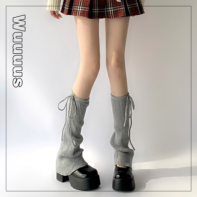 小众设计感白色袜套女绑带堆堆袜