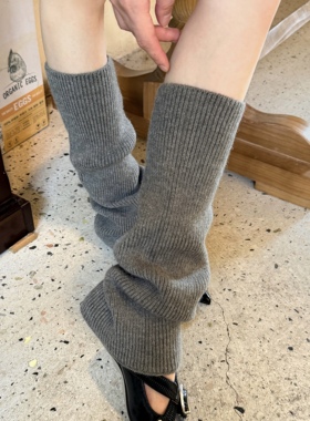 Wuuuus搭雪地靴阔腿白色袜套女秋冬jk日系百搭堆堆袜辣妹灰色腿套