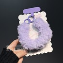 小众纯色毛绒手机挂绳秋冬新款 手提手腕链条钥匙扣包包防摔防丢挂饰带垫片通用壳 毛茸茸布艺暖手挂链网红女款