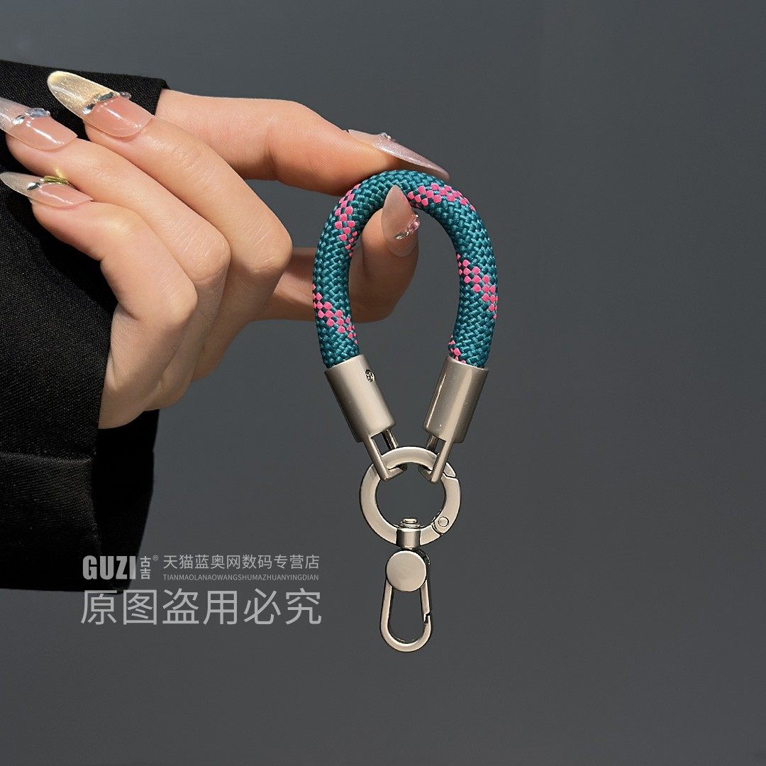 时尚新品手机挂绳精致高级金属旋转扣迷你超结实耐用编织手提绳创意车钥匙指环扣男女手机壳通用带垫片小挂饰