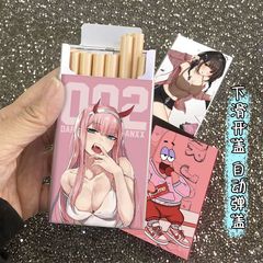 新款网红高颜值派大星滑盖粗香烟壳蜡笔小新002细支烟套盒diy烟盒