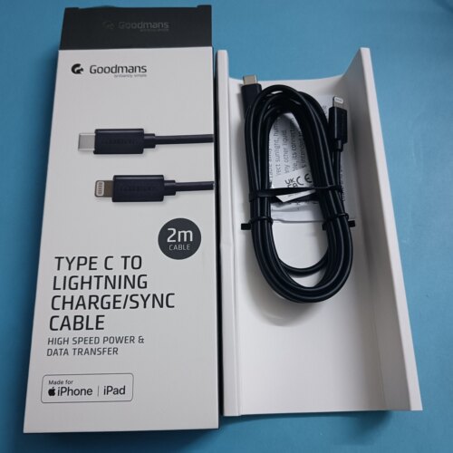 英国Goodmans好人氏品牌Type-C转Lightning数据线2米苹果MFi认证快充线iPhone/iPad通用