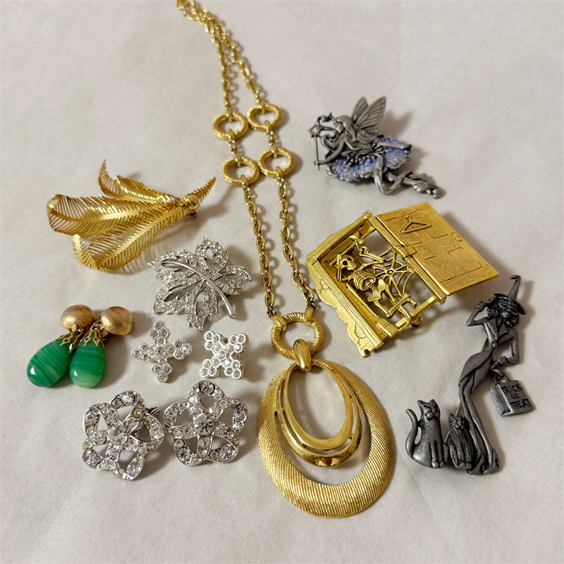 现货vintage中古首饰项链耳夹胸针CORO CRAFT DE NICOLA TRIFARI