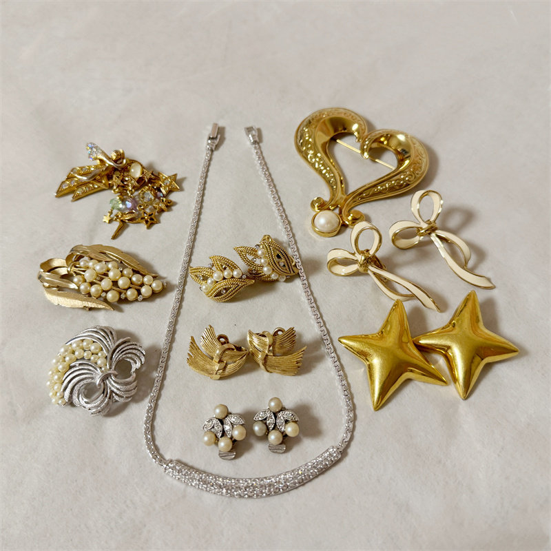 现货中古vintage首饰耳夹胸针项链KIRKS FOLLY TRIFARI 西德A雅