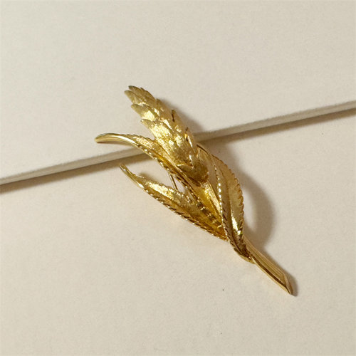 美采现货vintage中古首饰MONET质感金色丰收麦穗胸针