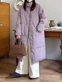 中长款 Wuli 24冬新韩版 紫色羽绒服女小个子加厚白鸭绒气质外套女
