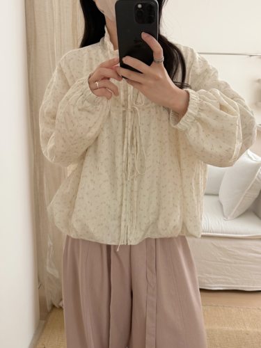 Wuli 26新韩系田园小碎花系带女百搭显瘦小个子防晒上衣薄外套