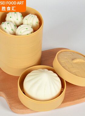 网红小人国仿真包子面包蒸笼玩具迷你仿真食物橱窗家居摆件装饰