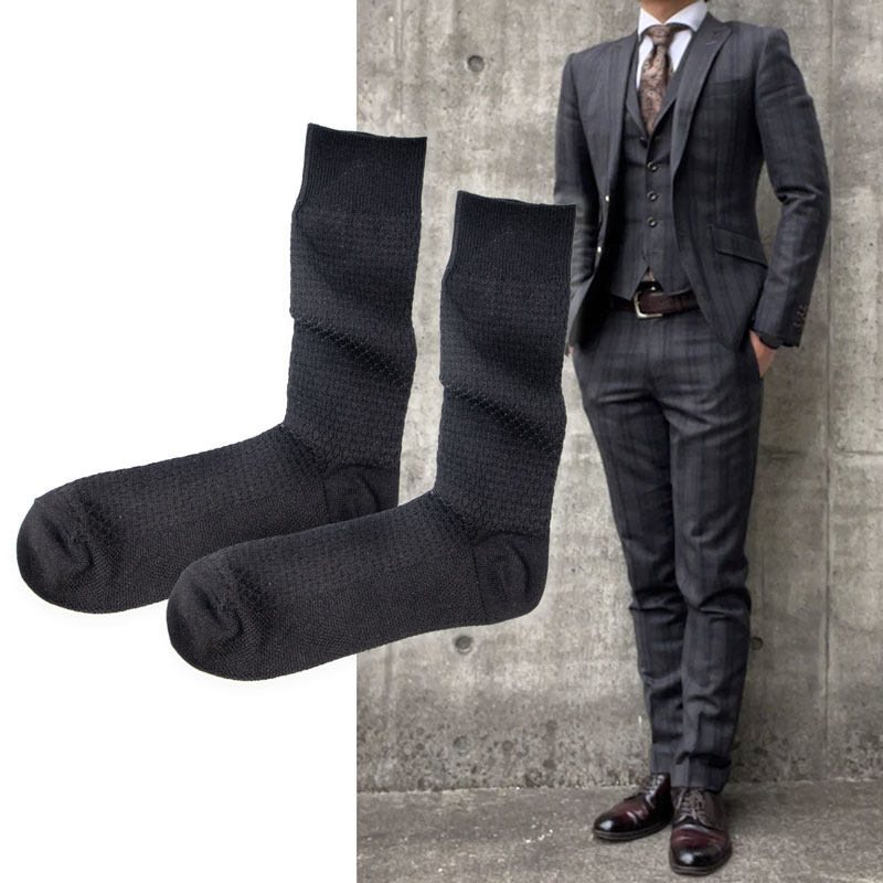 日本黑雷神麒麟纹冷感休闲袜弹力