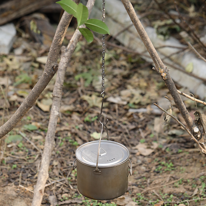 蔻盾钛三脚吊架链4件套简易户外炉柴火露营野营便携烧烤工具配件