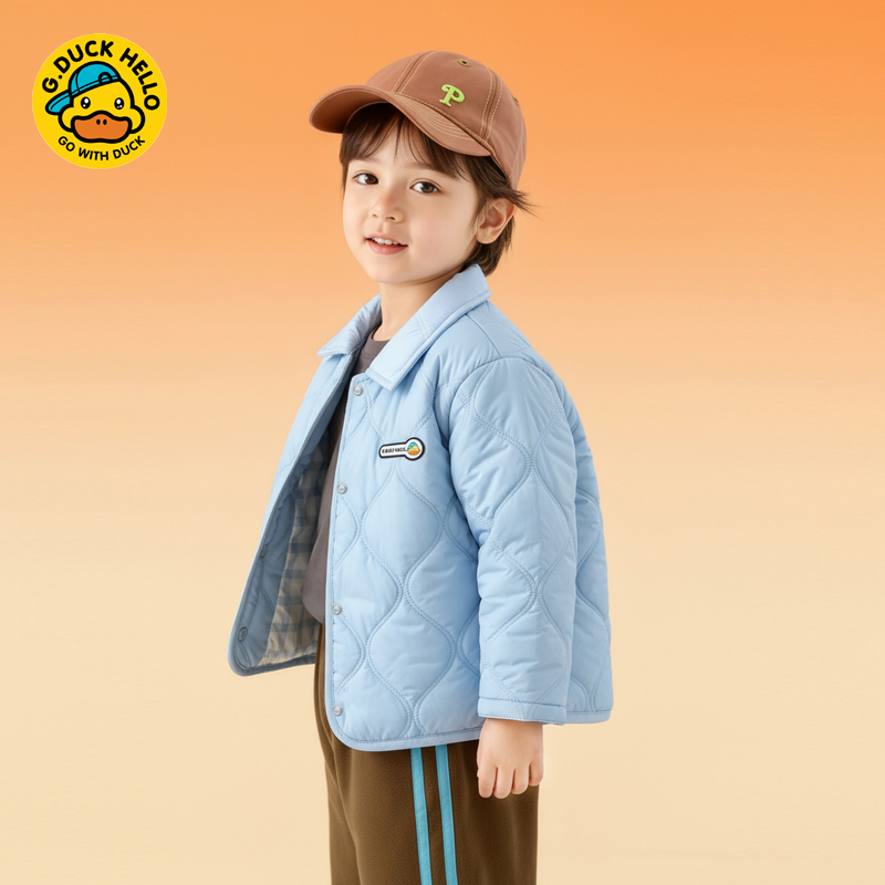 小黄鸭儿童羽绒棉内胆校服神器格子立领棉服男童女童加厚保暖外套