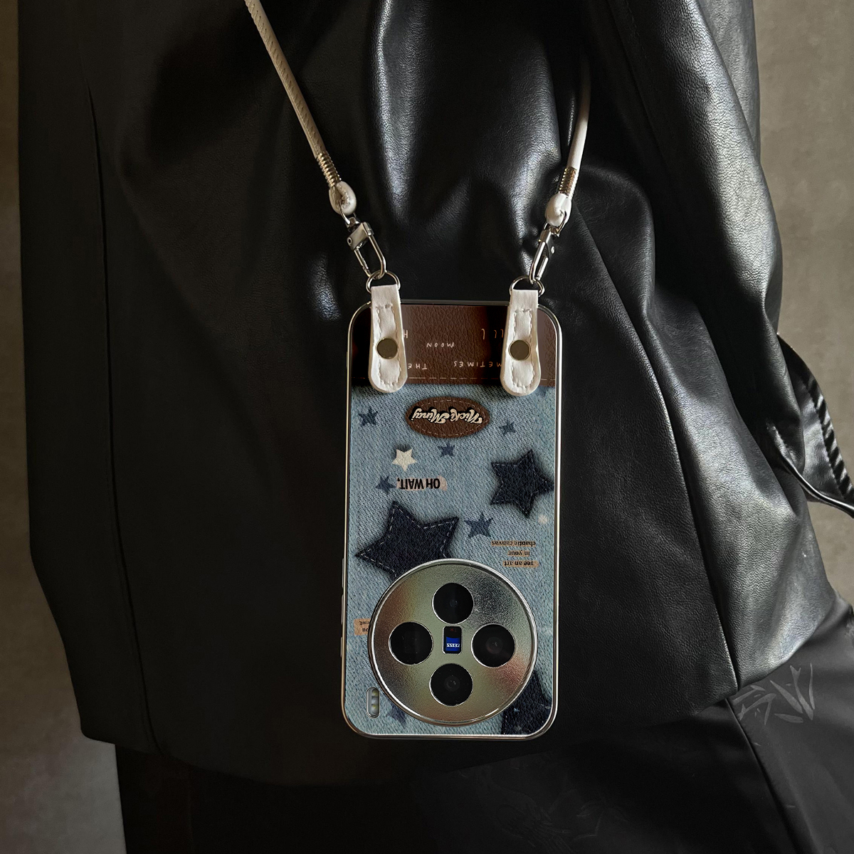 适用于vivox200ultra手机壳新款牛仔纹星X100pro/90S/80斜跨全包S30promini/20/19/18/17套防摔Y300i带挂绳女