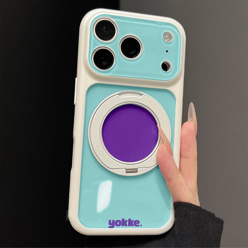 适用于苹果17promax手机壳柔彩PC蓝底紫圈iphone14/16pro套硅胶xs全包防摔15promax套网红高级感新款女13PRO