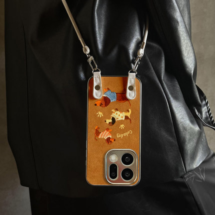 适用OPPOReno15Pro手机壳三腊肠犬红色新款findx9带挂绳x8s/x7ultra马年全包x6防摔硅胶女10/11pro12套13/14