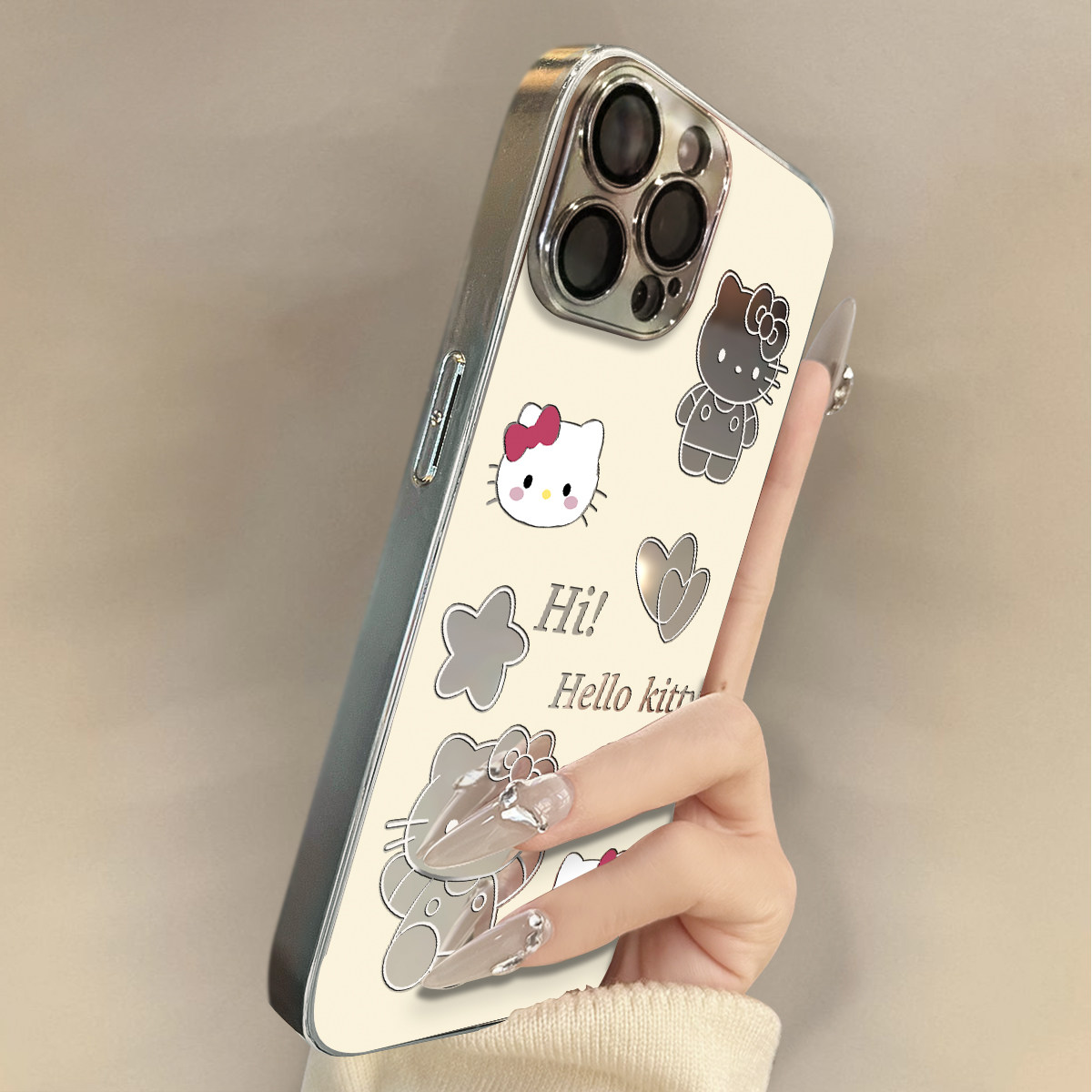 适用于OPPOReno13Pro手机壳星心KT猫电镀镜面高级感a2/a3pro硅胶全包5防摔6新款男女7/8/9潮Reno10/11pro十12