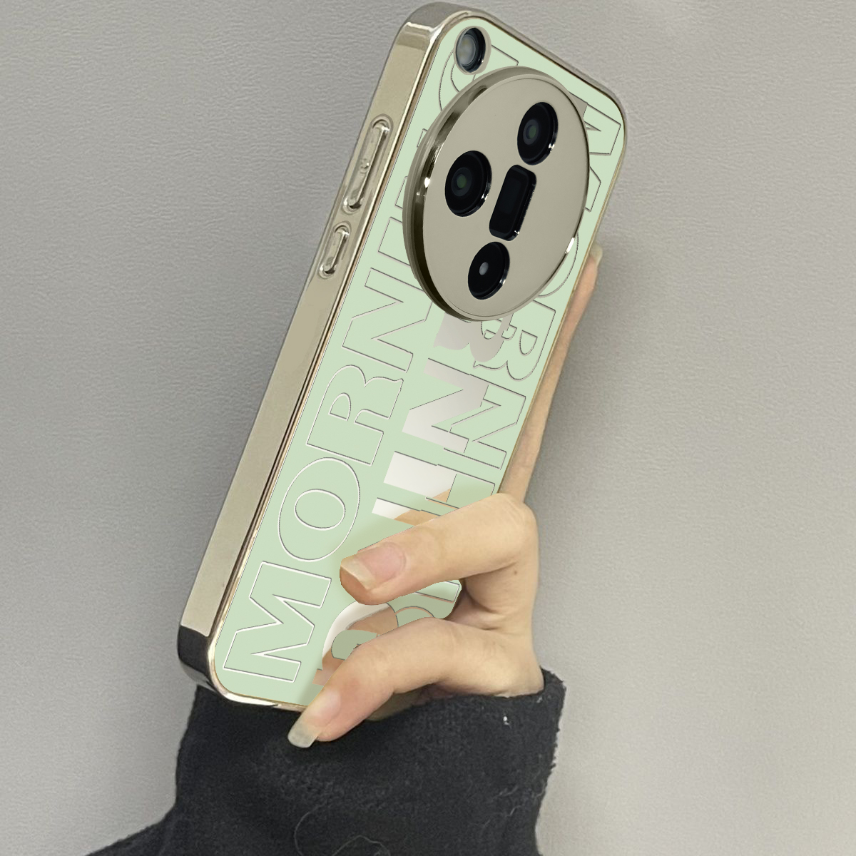 适用于oppofindx7Ultra手机壳电镀镜面绿底英文高级感oppoa2/3pro外硅胶全包防摔FINDX5/6pro套新款女x7至尊