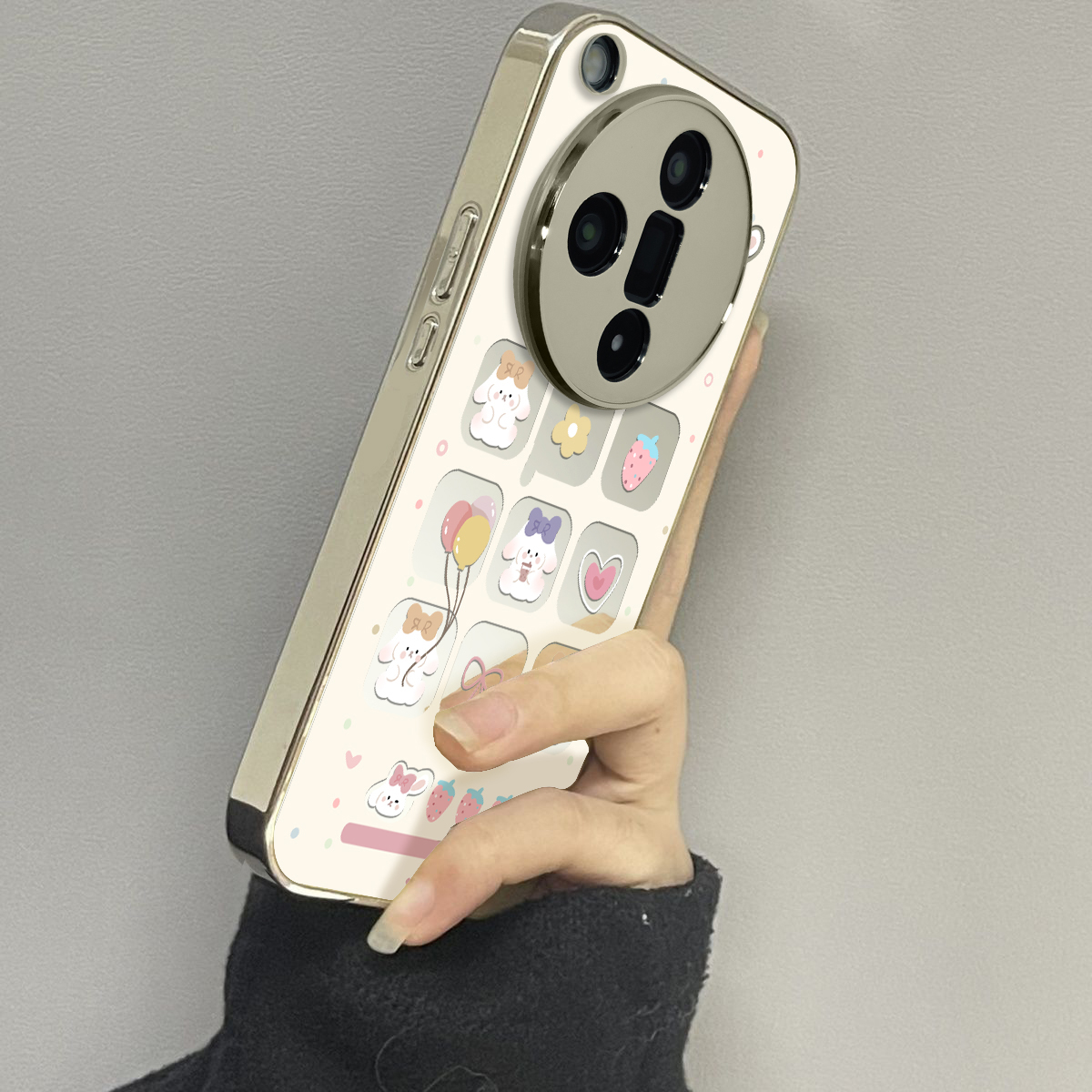 适用于oppofindx7Ultra手机壳电镀镜面草莓小兔高级感oppoa2/3pro外硅胶全包防摔FINDX5/6pro套新款女x7至尊