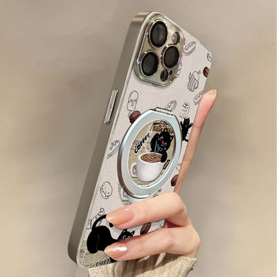 适用于苹果17promax手机壳带挂绳磁吸黑猫iphone14/16pro套硅胶xs全包防摔斜跨15ultra套网红11新款xr女13PRO