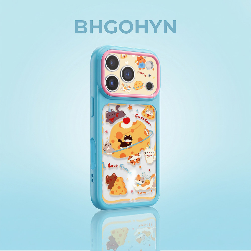 适用于苹果17promax手机壳透明撞色奶酪猫咪iphone14/16pro硅胶xs全包防摔15promax套网红高级感新款女13PRO
